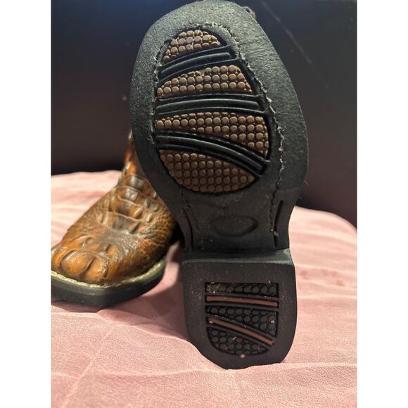 Kids Coyote Western Cowboy Gator Boots Brown Mexico, Sz 16 (USA 9) - Picture 5 of 9